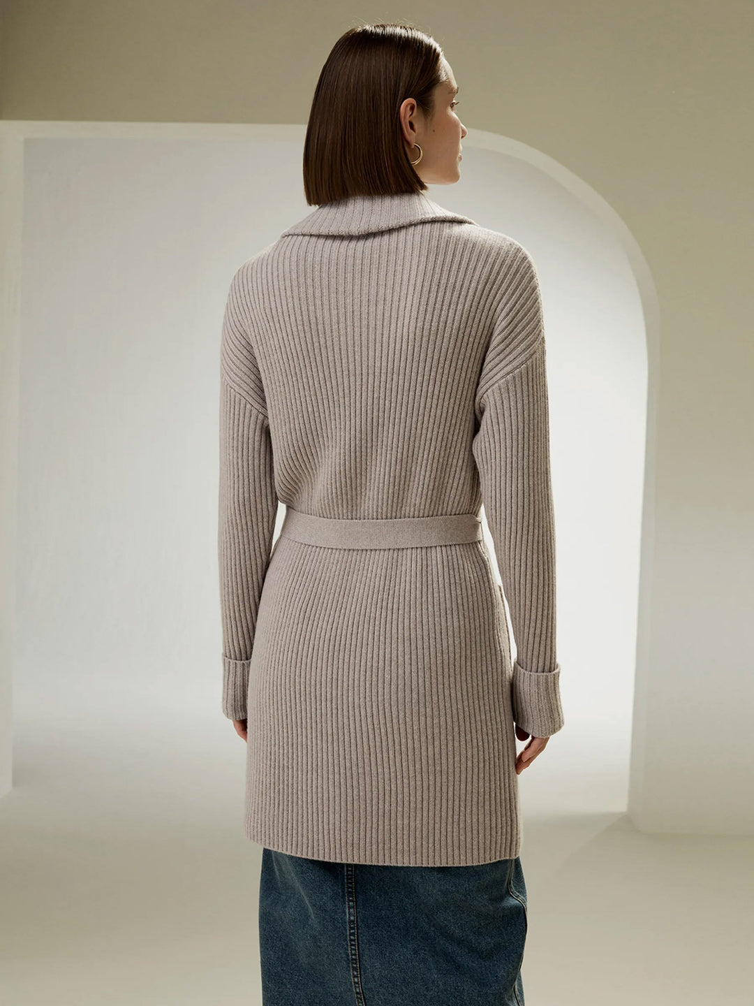 RoyaltyM Luxe Cashmere Ribbed Wrap Cardigan