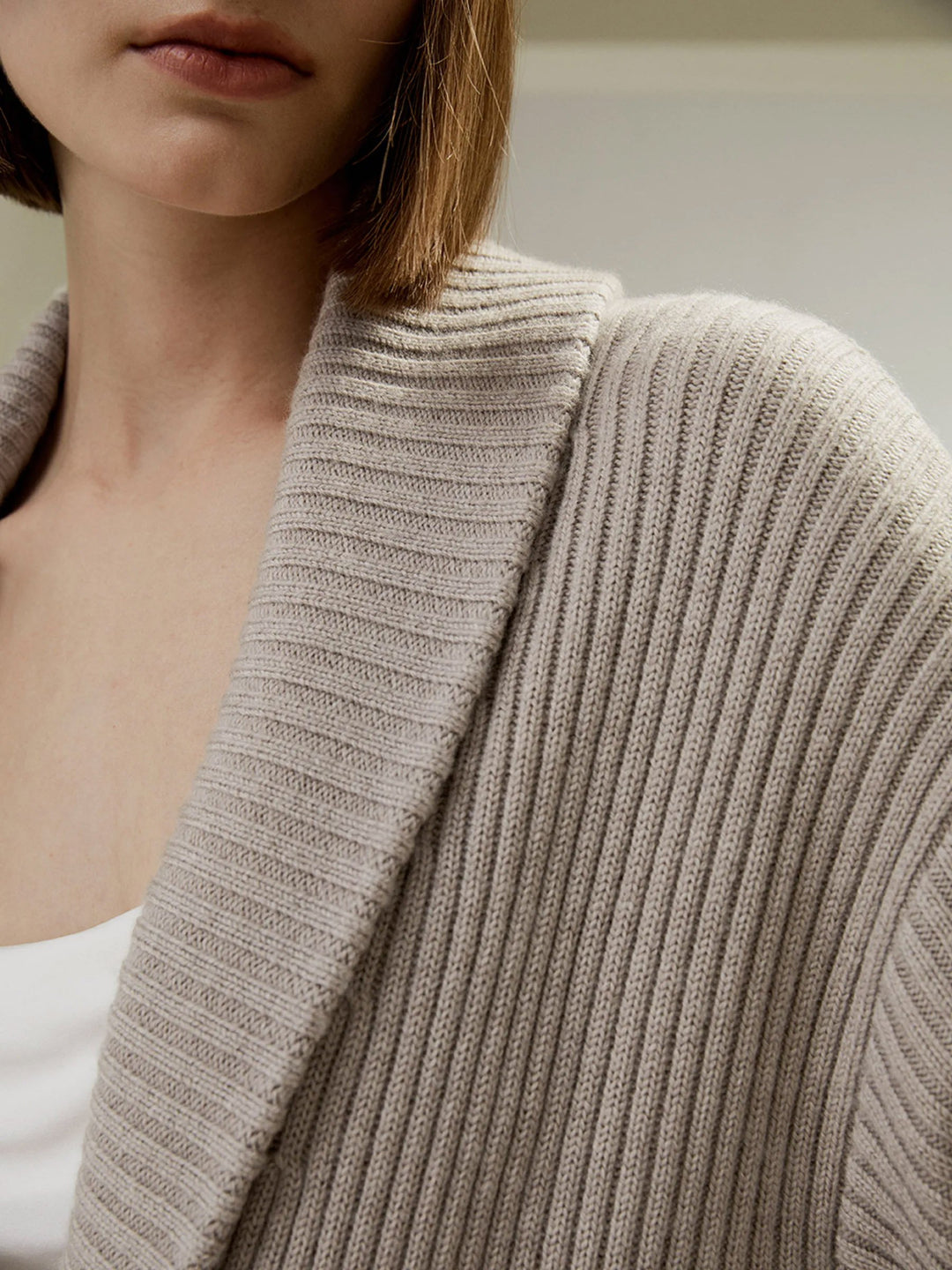 RoyaltyM Luxe Cashmere Ribbed Wrap Cardigan